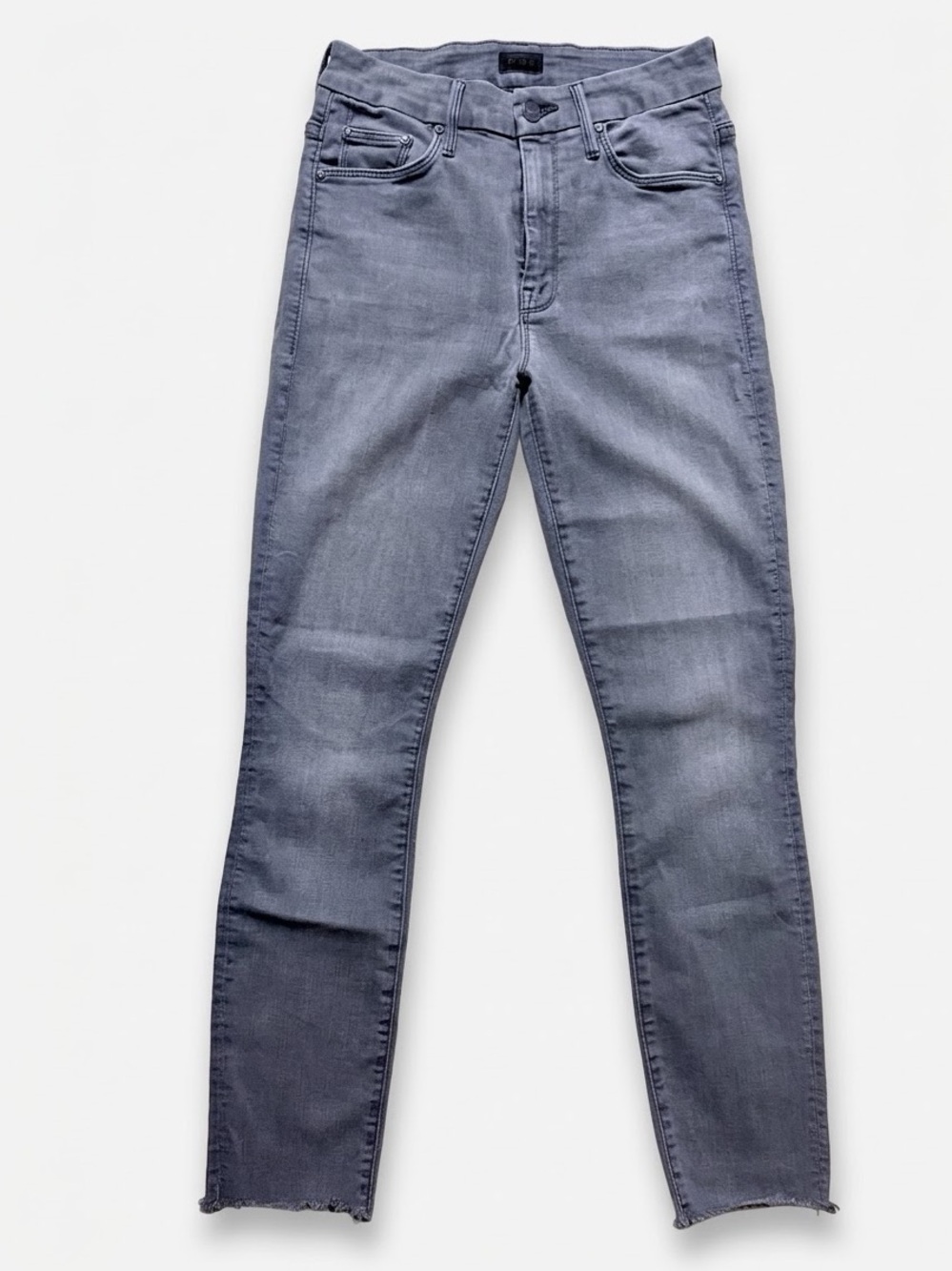 MOTHER High Waisted Looker Ankle Fray Jeans Grey Size 25 "Lighting Up Lanterns"